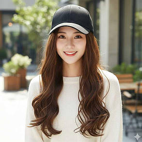 Перука кепка з хвилястим волоссям 60 см Шатенка, фото 2