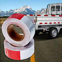 Світловідбиваючі стрічкові наклейки червоно-білі 3D 5см х 30м 1157 (JS)