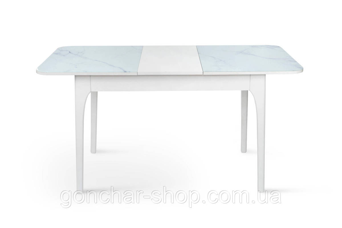 Стіл Фієста (110+35)*70, білий/мрамор білий, фото 1
