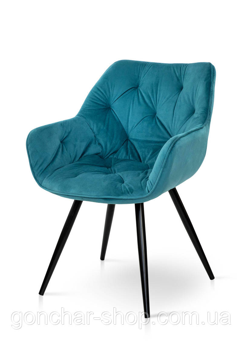 Крісло Парадіз HC-R18, чорний/ велюр аквамарин, фото 1
