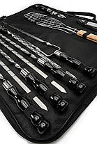 Набір шампурів Enot-2 Black у сумці з дерев’яними ручками та сіткою для риби - універсальний комплект для грилю, природи і риболов, фото 4