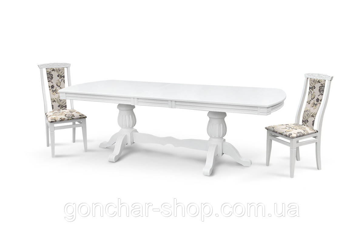 Стіл обідній Цезарь 200(+40)*100, білий, фото 1