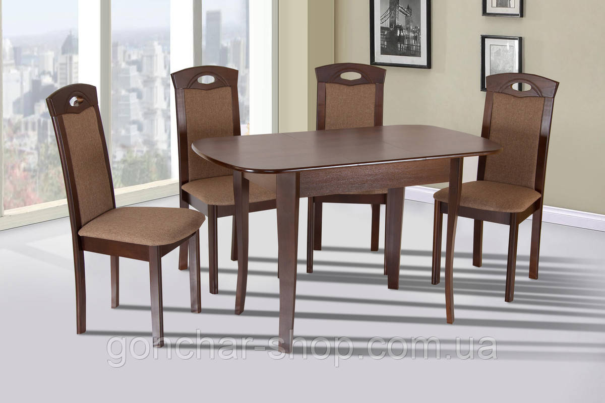 Стіл обідній Даллас (930+300)*670, горіх темн., фото 1