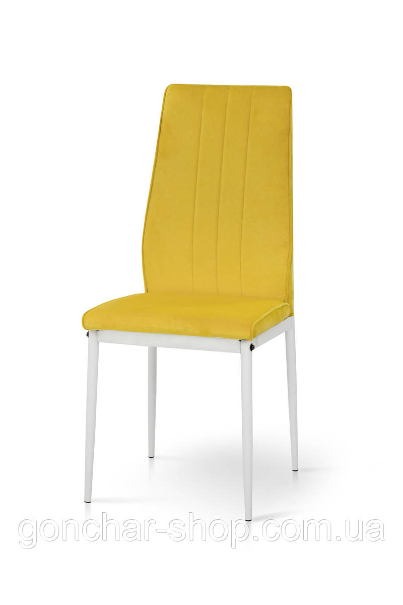 Стілець Річь, білий/велюр жовтий, фото 1