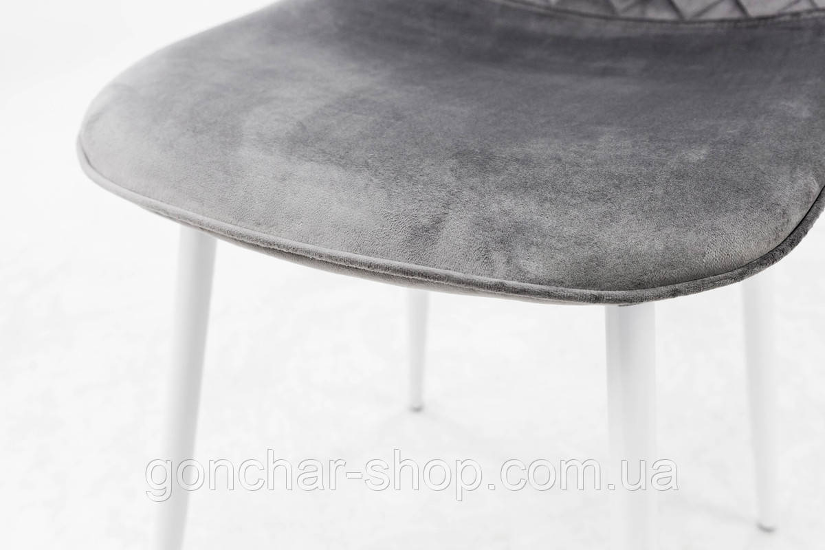 Стілець Марс білий/велюр сірий, фото 1
