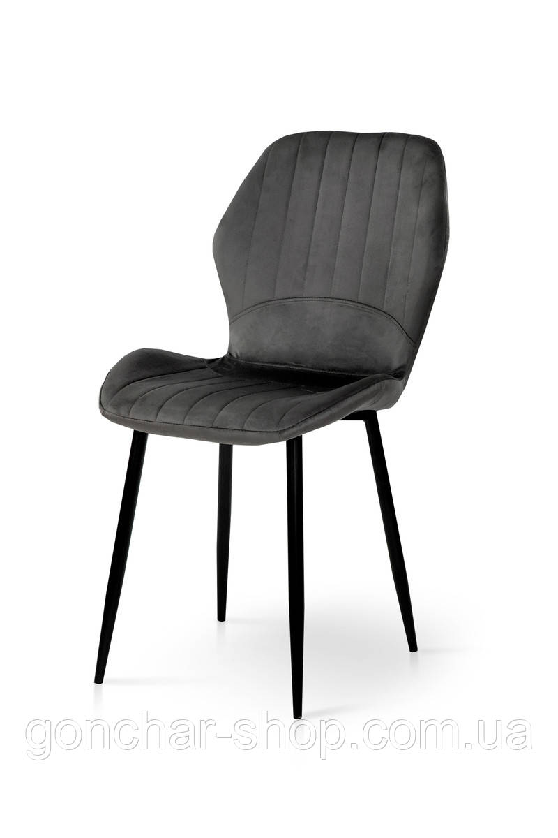 Стілець Леон чорний/велюр попелястий, фото 1