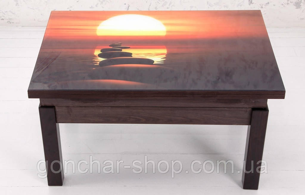 Стіл-трансформер ФЛАЙ, венге+скло (закат) fp-1010, фото 1