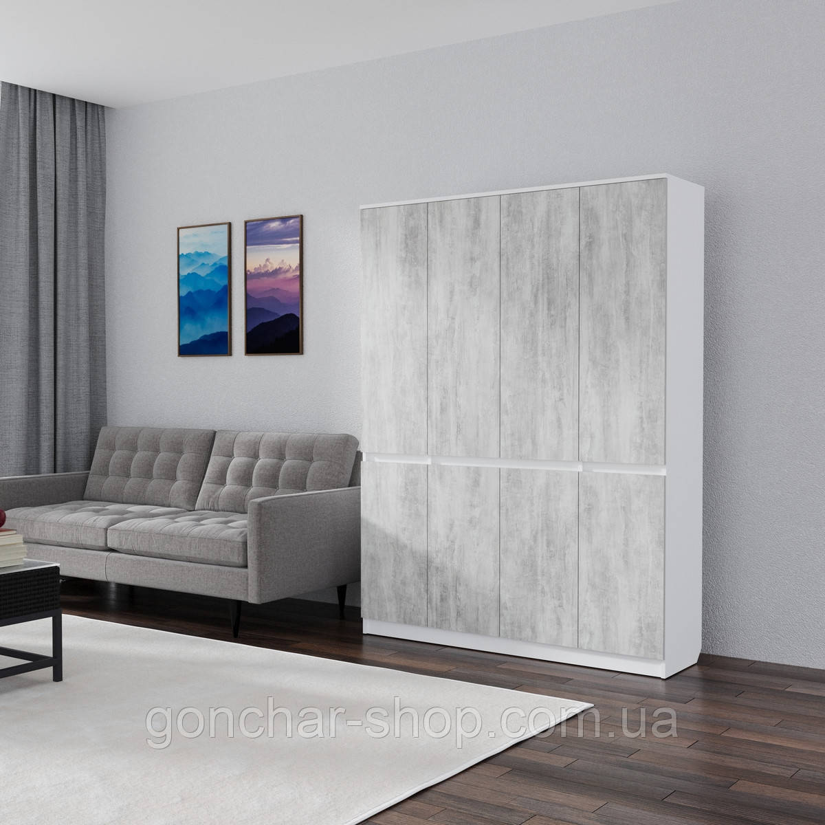 Розпашна шафа Смузі 25 1400 білий/урбан лайт, фото 1