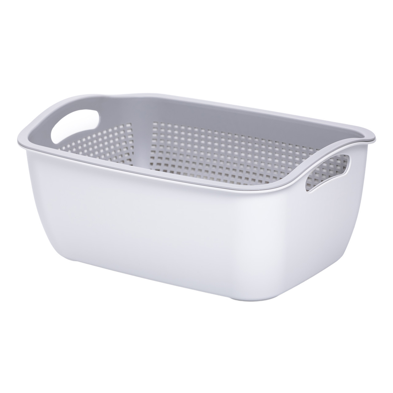 Кошик-друшлак 2 в 1 для миття овочів, фруктів і зелені 29,5×21×11 (см) Сірий HP-45-6G, фото 1