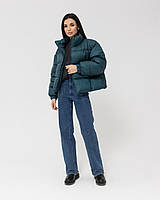 Жіноча Зимова Куртка Синьо Зелена Тепла Shopingo