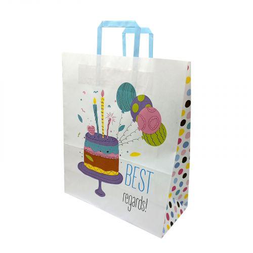 Пакет паперовий з ручками 38х32см Крафт білий (ВИД 1) [tsi281582-TSI], фото 1