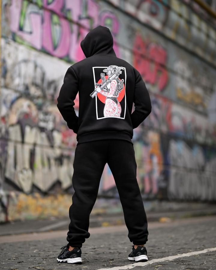 Зимній мілітарі костюм на флісі Girl black ВТ6886