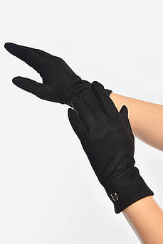 Рукавички жіночі замшеві на штучному хутрі сенсорні чорного кольору 207998M