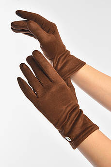 Рукавички жіночі замшеві на штучному хутрі сенсорні коричневого кольору р.7,5 208000M