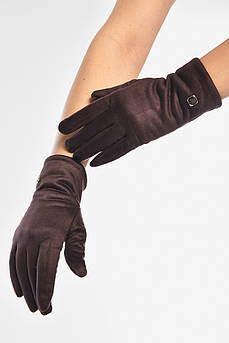 Рукавички жіночі замшеві на штучному хутрі сенсорні темно-бузкового кольору р.7,5 208002M