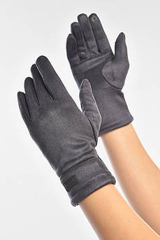 Рукавички жіночі замшеві на флісі сенсорні темно-сірого кольору р.7,5 208017M