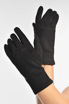 Рукавички жіночі замшеві на флісі сенсорні чорного кольору 208026M