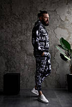 Чорний спортивний осінній костюм з написами худі штани, фото 2