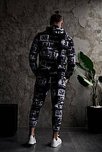 Чорний спортивний осінній костюм з написами худі штани, фото 4