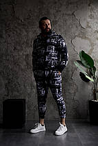 Чорний спортивний осінній костюм з написами худі штани, фото 5