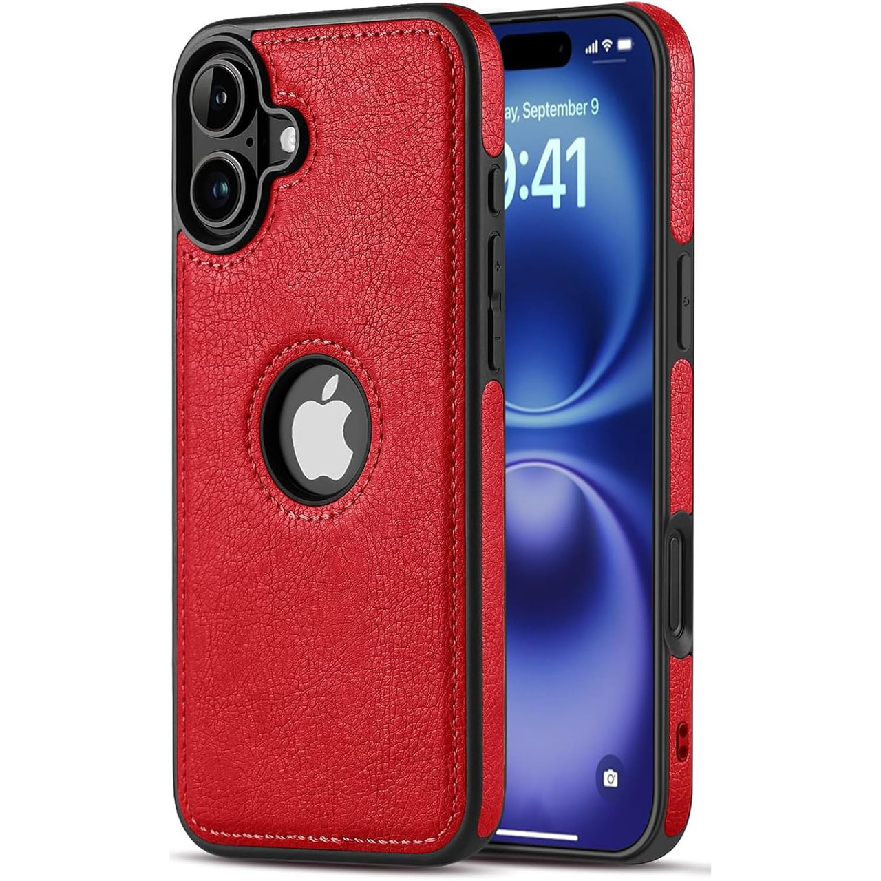 Чохол Slim Leather Case для Apple iPhone 16 Red, фото 1