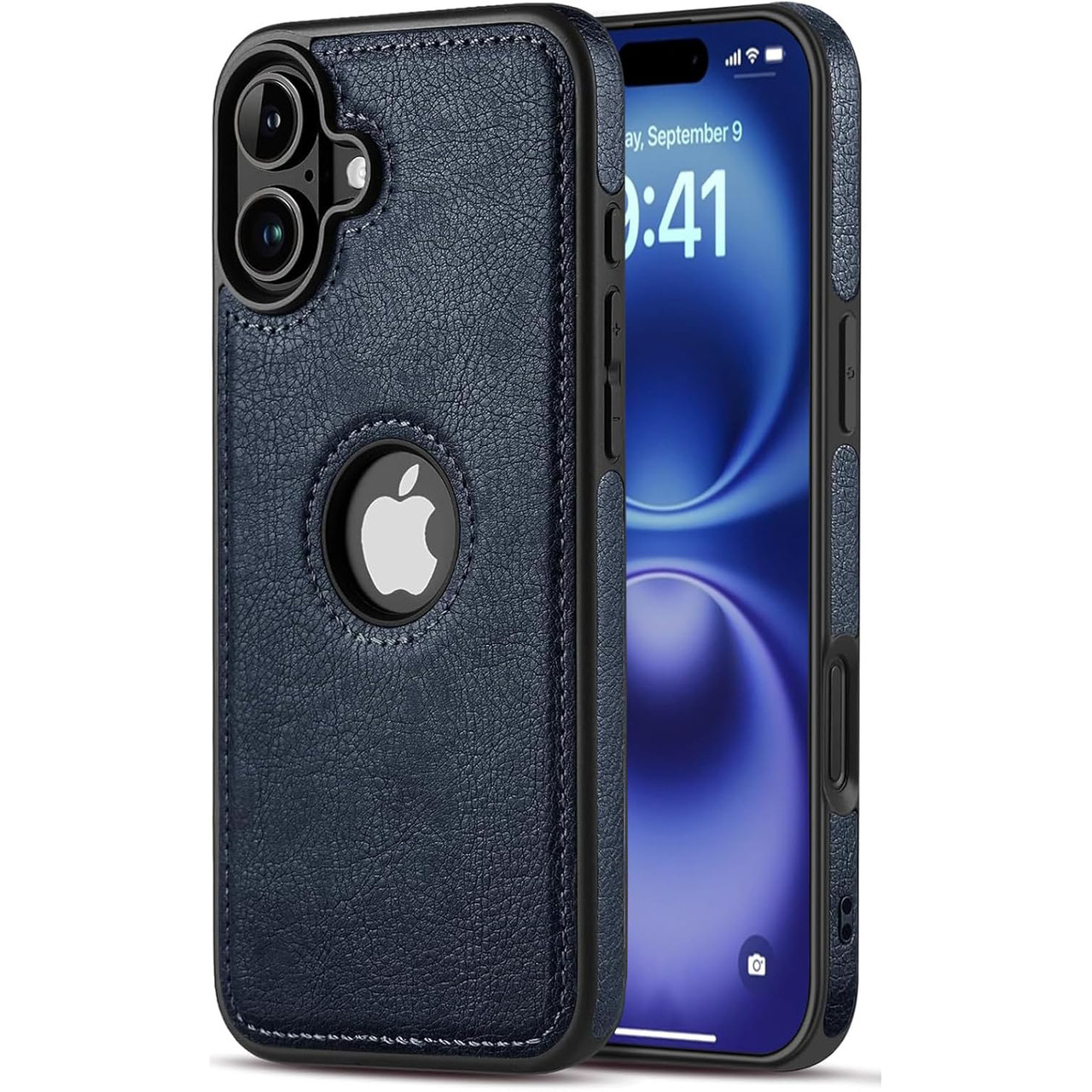 Чохол Slim Leather Case для Apple iPhone 16 Plus Dark Blue, фото 1