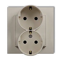 Розетка 2-я з/к Karlik MINI 60MGP-2sp taupe зі шторками захисними