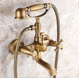 Античний двовентильний ретромішувач для ванної з душем у бронзовому кольорі BRONZE 140