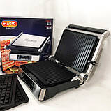 Сендвічниця зі змінними насадками Magio, Електрогриль настільний для м'яса, Домашній гриль для шаурми OA-35, фото 3