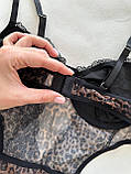 Леопардове жіноче боді боді з мереживом, фото 9