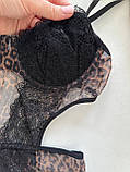 Леопардове жіноче боді боді з мереживом, фото 8