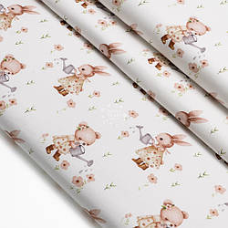 Сатин "Ведмедик і зайчик з поливачкою", №5799с