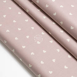 Сатин "Білі серця на лілово-пудровому тлі", №5796с