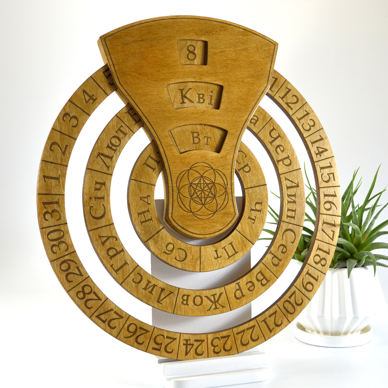 Корпоративні подарунки з гравіровкою логотипом. Великий вічний календар з дерева., фото 1