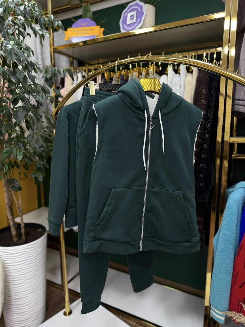 Теплий жіночий костюм-трійка на флісі, тканина "Трикотаж" 44, 46, 48, 50, 52 розмір 44