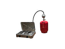 Газова плита двухкомфорочна OCEAN+ Балон InterTool 12л + редуктор зі шлангом + пальник на балон у подарунок, фото 2