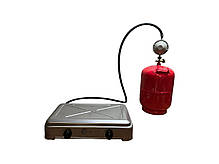 Газова плита двухкомфорочна OCEAN+ Балон InterTool 12л + редуктор зі шлангом + пальник на балон у подарунок, фото 4