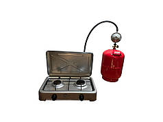 Газова плита двухкомфорочна OCEAN+ Балон  InterTool 5л + редуктор зі шлангом + пальник на балон у подарунок