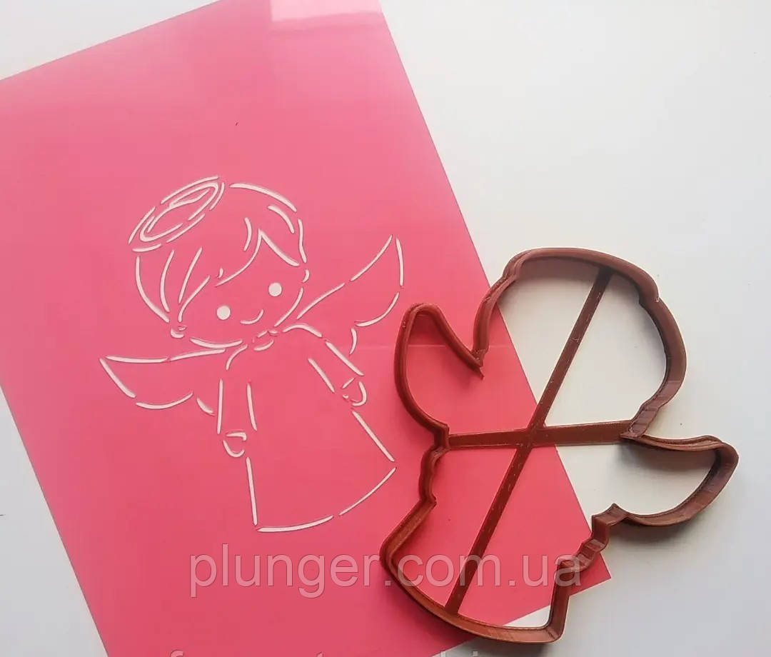 Вирубка пластикова з трафаретом Янгол, 10 см, фото 1