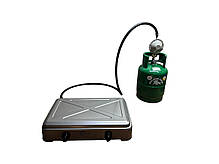 Газова плита двухкомфорочна OCEAN + Балон Rudyy 15л + редуктор зі шлангом + пальник на балон у подарунок, фото 4