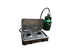 Газова плита двухкомфорочна OCEAN + Балон Rudyy 15л + редуктор зі шлангом + пальник на балон у подарунок, фото 3