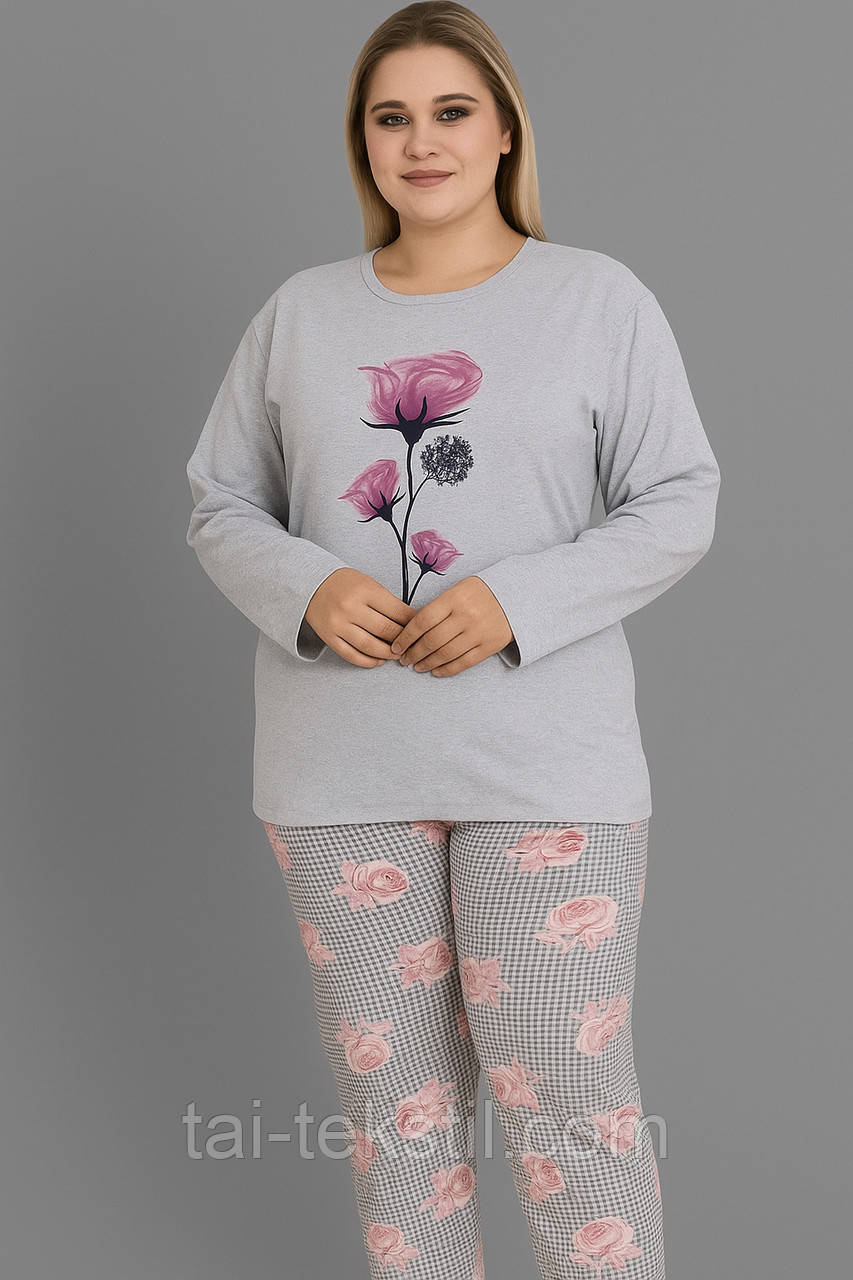 Піжама жіноча з начосом на байці більші розміри PLUS SIZE (БАТАЛ) L-4XL Туреччина