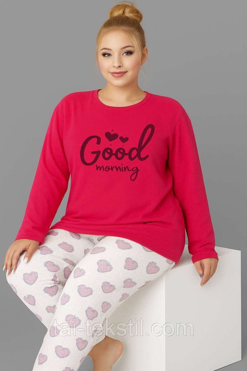 Піжама жіноча з начосом на байці більші розміри PLUS SIZE (БАТАЛ) L-4XL Туреччина