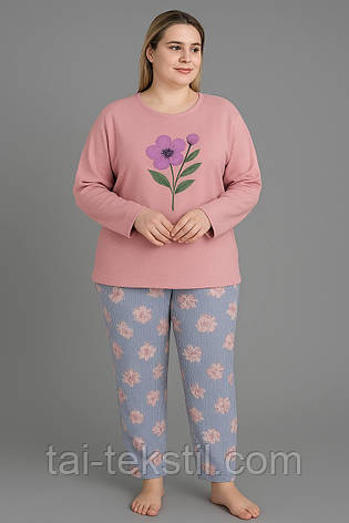 Піжама жіноча з начосом на байці більші розміри PLUS SIZE (БАТАЛ) L-4XL Туреччина, фото 1