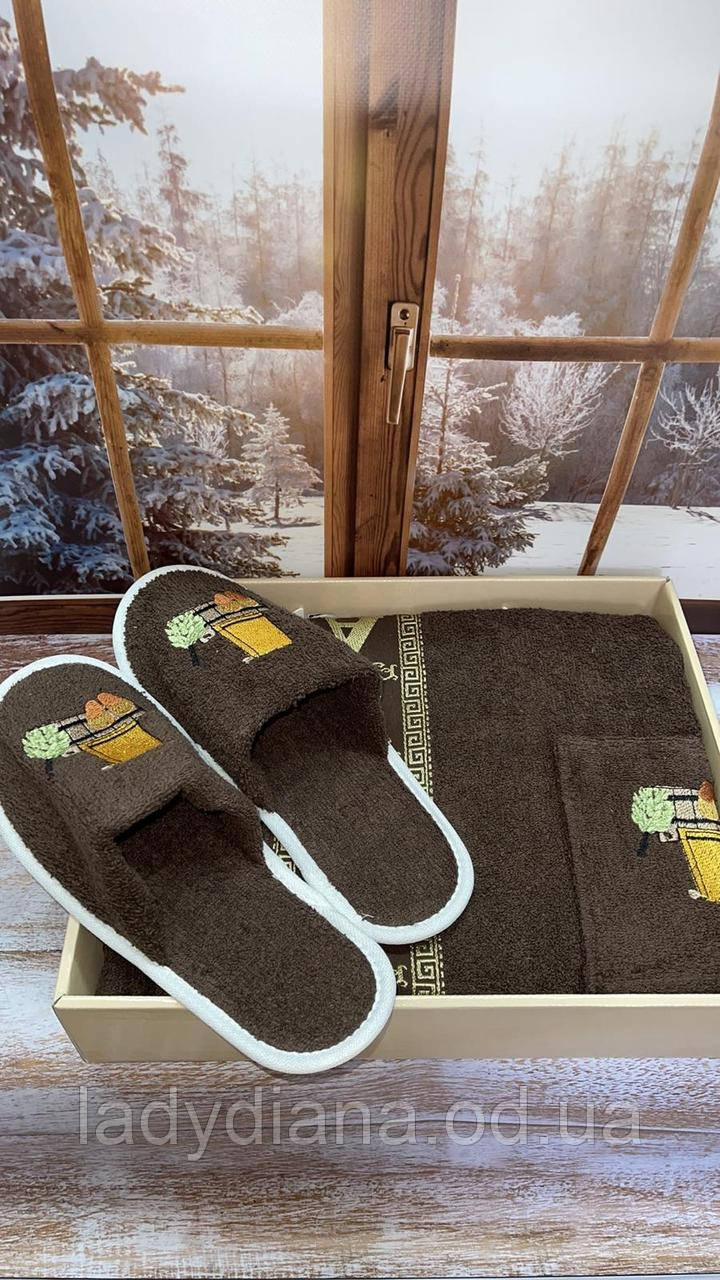 Набір для сауни/лазні подарунковий чоловічий в коробці бавовняний на липучці Туреччина S. S. Textile(Gulcan) різні кольори, фото 1