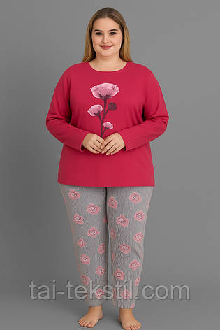 Піжама жіноча з начосом на байці більші розміри PLUS SIZE (БАТАЛ) L-4XL Туреччина, фото 1