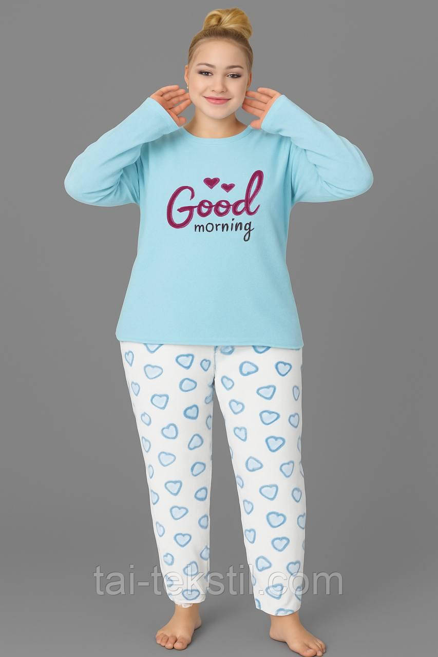 Піжама жіноча з начосом на байці більші розміри PLUS SIZE (БАТАЛ) L-4XL Туреччина