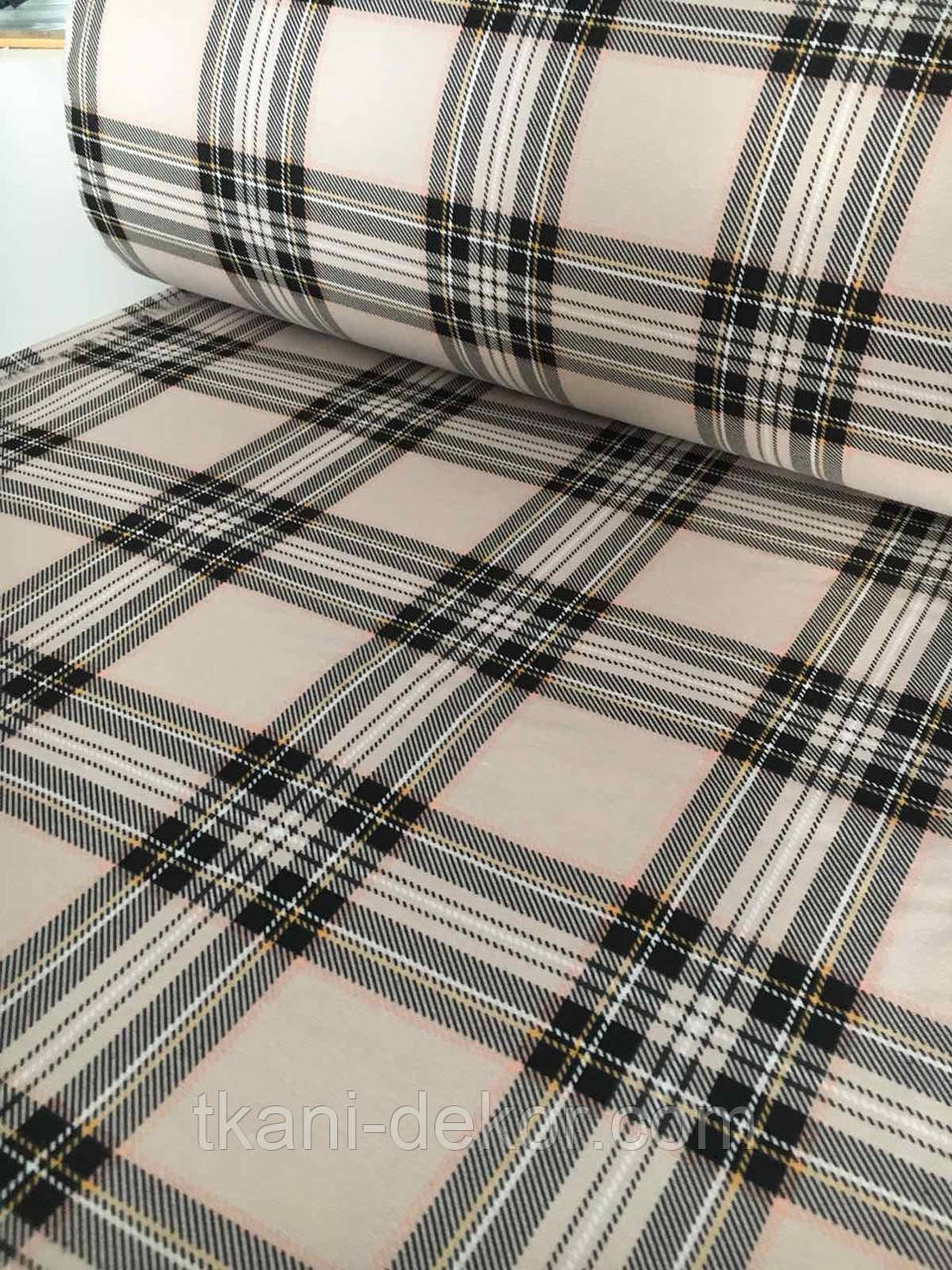 Фланель клітинка на бежевому, фото 1