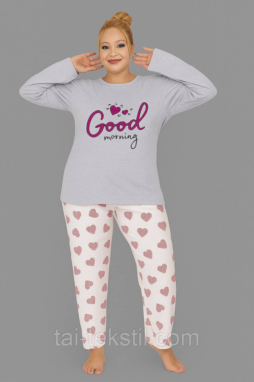 Піжама жіноча з начосом на байці більші розміри PLUS SIZE (БАТАЛ) L-4XL Туреччина