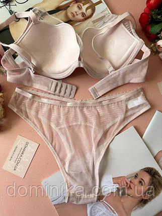 75/80/85B Комплект жіночої білизни CHLX  напівпрозорий чашка B пудровий, фото 2